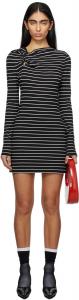 Белое полосатое мини-платье MSGM, черный
