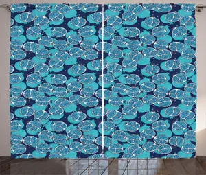 Штора ABAKUHAUS бирюзового цвета в деревенском стиле, экзотический гранат, присборенная тесьма для спальни с петлями и крючками, 280 x 245 см, бирюзовый, морской синий Abakuhaus