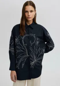 Скромная блузка с вышивкой и пуговицами Touché Privé, Navy Blue