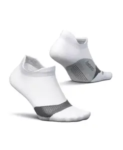 Мужские Elite Light Cushion No Show Tab - беговые носки для мужчин и женщин - атлетические компрессионные носки - отвод влаги - размер Large Feetures, белый