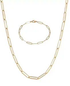 Комплект из браслета и ожерелья из золота, устойчивых к потускнению Adornia, gold