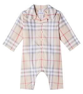 Детский комбинезон из хлопка в клетку Burberry Check Burberry Kids, Pale Stone Ip Check