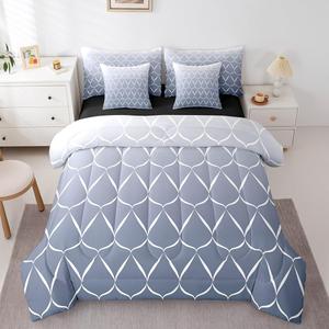 Erosebridal Комплект постельного белья Ombre Purple Abstarct Full Size из 7 предметов с геометрическим принтом в современном стиле бохо, Purple