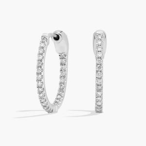 Круглые серьги-кольца Inside Out с выращенными в лаборатории бриллиантами, диаметр 1/2 дюйма, из 14-каратного белого золота (1/4 карата, два цвета - FG / VS2-SI1) Blue Nile