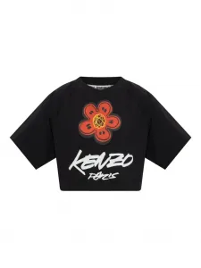Укороченная футболка Boke Flower KENZO, черный