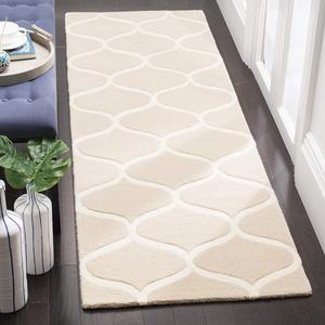 Ковер-дорожка SAFAVIEH, 77 x 244 см, Cambridge Collection, Light Beige & Ivory, ручной работы марокканский узор Ogee из шерсти, идеально для помещений с высокой проходимостью в гостиной, спальне (CAM730J)