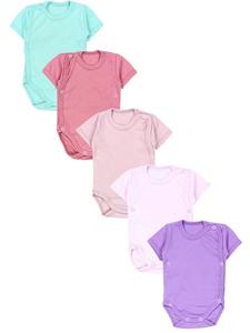 TupTam Комплект из 5 боди с короткими рукавами для девочек, розово-зеленого цвета