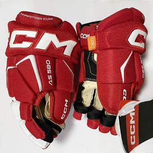 CCM Хоккейные перчатки Tacks AS 580 для детей, подростков и взрослых, красные и белые, 30 см