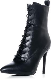 Женские модные ботильоны FOWT с заостренным носком, ремешками, на высоком каблуке-стилет, с боковой молнией, для вечеринок и свиданий, размеры 4-16 US, Black