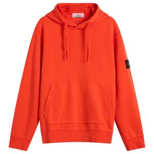 Толстовка с капюшоном из органического хлопкового флиса Stone Island, алый