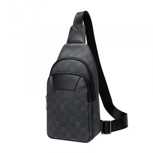 Сумка-слинг из ПВХ большого размера мужская черная POLO, черно-серая PL