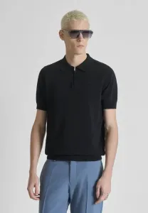 Поло-Рубашка прямого кроя из мягкой ткани с логотипом. Antony Morato, Black