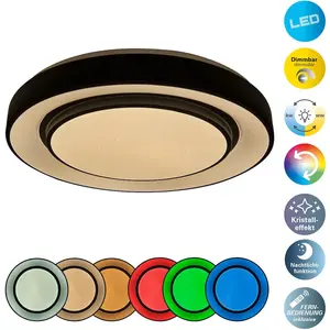 Накладной светильник с LED Monterey 1 шт. с изменением цвета | теплый белый - холодный белый, светильник белого/черного цвета, регулируется с помощью пульта, с функцией смены цвета Näve, черный