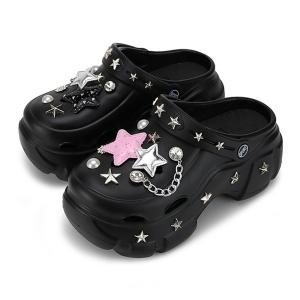 Клоги Unisex XMISTUO, 2314-55 Черные Y2K Урбан-шик ❤ Стилеты со звездной отделкой {Рекомендуем размер больше}