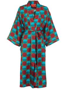 La DoubleJ шелковый халат с геометричным принтом, зеленый