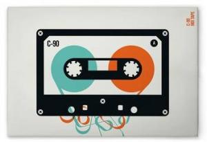 Картина на холсте A.S. Création Mixtape цвет cremeschwarzorangeblau