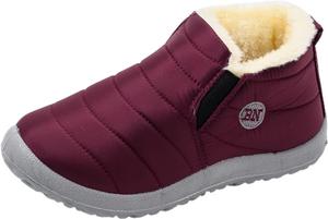 Женские зимние ботинки ZBYY, противоскользящие, на низком каблуке, водонепроницаемые, с меховой подкладкой, удобные кроссовки для улицы, Wine