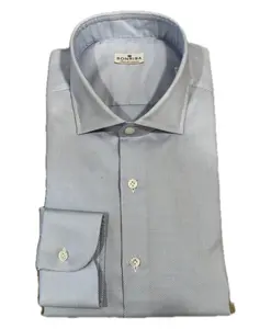 Синяя хлопковая рубашка с микроузором Sonrisa, серый