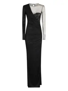 Асимметричное украшенное макси-платье Elisabetta Franchi, черный