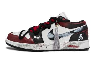 Винтажные баскетбольные кроссовки Air 1 унисекс низкие черно-бело- Jordan, черный белый красный