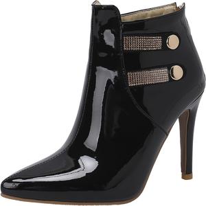 Женские летние ботильоны с острым носком на шпильке с молнией XIEPP, Black