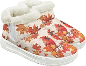 Женские зимние ботинки выше щиколотки, мягкие, на слипоны, с утепленной подошвой, теплые зимние ботинки для женщин Qoiuvncy, Maple Leaf Robin