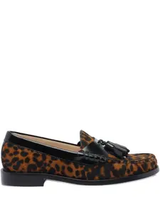 Лоферы с леопардовым принтом, украшенные кисточками Stuart Weitzman, коричневый