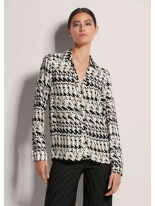 MADELEINE Элегантная блузка-рубашка с V-образным вырезом, черного/бежевого цвета