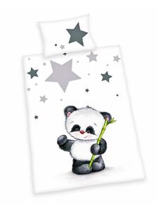 Комплект постельного белья из двух предметов, фланель, 100x135 см, с рисунком панды, серо-белый Herding, 100x135 см