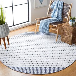 SAFAVIEH, 183 x 183 см, Круглый ковер Montauk Collection Navy/Ivory MTK714N плоского плетения из хлопка