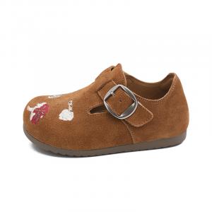 Детские кожаные туфли с противоскользящей подошвой, легкие, амортизирующие, низкие, детские Budding, коричневый