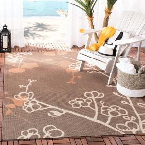 Ковер SAFAVIEH, 79 x 153 см, Washable Rug Outdoor Courtyard Collection - Brown Natural & Terracotta, не линяет и легко чистится, идеален для патио, заднего двора, прихожей (CY4038C)
