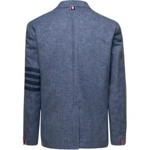 Приталенный однобортный пиджак в полоску THOM BROWNE, синий