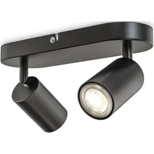 Потолочные споты GU10 1 шт. Двухламповый прожектор, поворотный и вращающийся, черный, без лампы B.K.Licht, черный