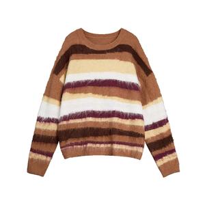 ELLE Свитер женский в полоску с круглым вырезом Moderate Others
