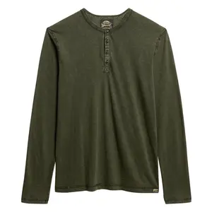 Лонгслив Superdry Slub Grandad, зеленый