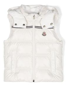 Moncler Enfant дутый жилет с нашивкой-логотипом, белый