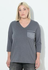 Топ Ulla Popken Long sleeved top, Graphite Grey/Grey