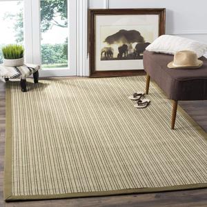 Ковер SAFAVIEH, 183 x 275 см, Natural Fiber Collection, Green & Green, дизайн Border Stripe Sisal, простой уход, идеален для помещений с высокой проходимостью в гостиной, спальне (NF442A)