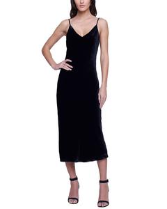 L'AGENCE Платье-комбинация Seridie Midi из шелка с добавками, черный