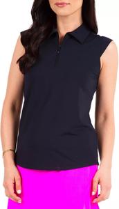 Ibkul Женская футболка-поло для гольфа без рукавов с молнией 1/4, черный