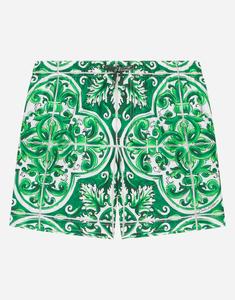 Нейлоновые плавки с принтом зеленой майолики Dolce&Gabbana, мультиколор