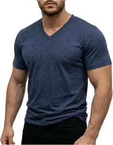 Мужская футболка V-образный вырез однотонная короткий рукав Slim Fit