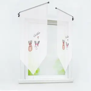 Штора Cafe с вышивкой "Рождественская перчатка", короткая, для кухни, ванной комнаты, гостиной, прозрачная, белая, В x Ш: 60 x 40 см, 1 шт. Joyswahl