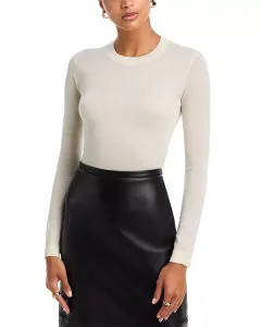 Кашемировый топ с длинными рукавами и круглым вырезом Co, белый