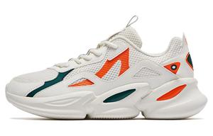 Антискользящие износостойкие низкие спортивные повседневные кроссовки мужские бело-оранжевые QIAODAN