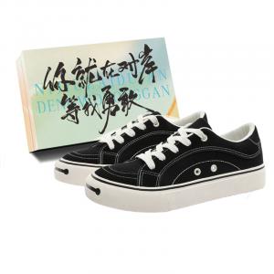 JimiXiong Мужские лоу-топ скейтборд кроссовки черные с коробкой, цвет Black+Shoe Box