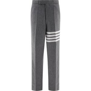Фланелевые брюки с 4-полосным узором THOM BROWNE, серый