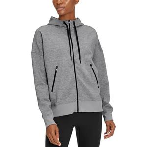 Зимняя худи на молнии женская серая