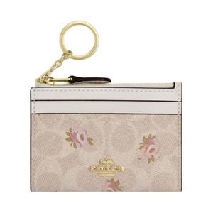 COACH Ультратонкий чехол для удостоверения личности из текстиля с держателем для карт миниатюрный женский золотистый и песочный, Gold & Sand
